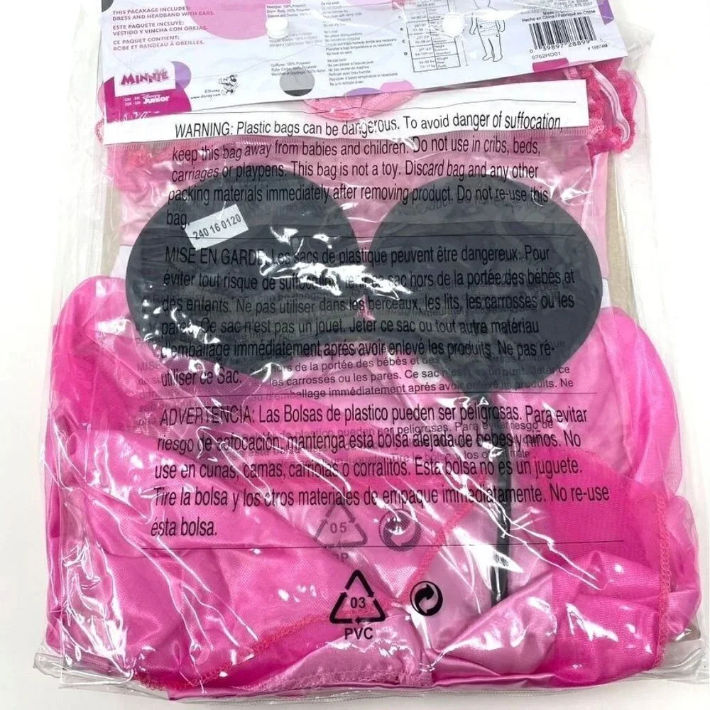 Disguise Disney Minnie Mouse Halloween Costume Dress Headband Szs 2T/ 3-4T